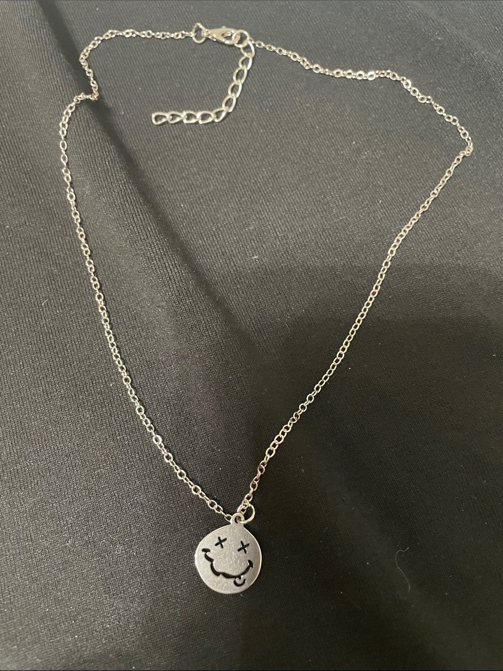 Smiley Face Pendant Necklace in Silver Tone - Women Jewelry